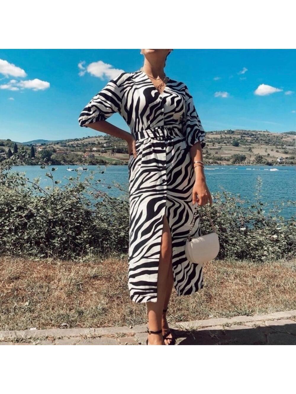 ZARA ANIMAL ZEBRA PRINT DRESS - Medium